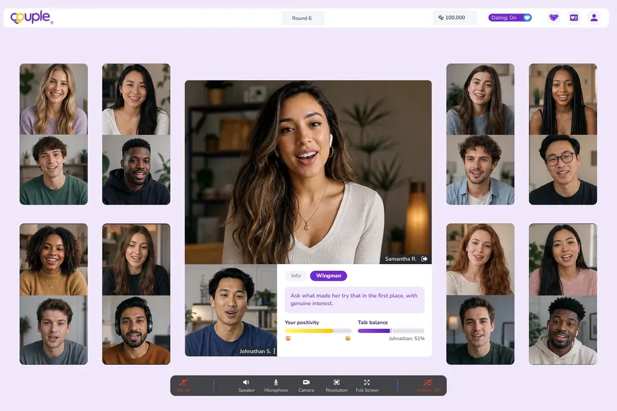 Couple video dating room with multiple participants