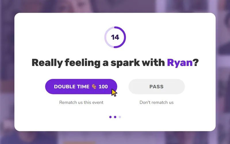 A Couple prompt offering Double Time or Pass after a speed date