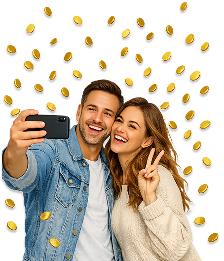 Happy couple taking selfie